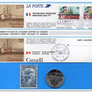 Canada - Jacques Cartier Set - Commemorative Postal Card / Coin / Stamp