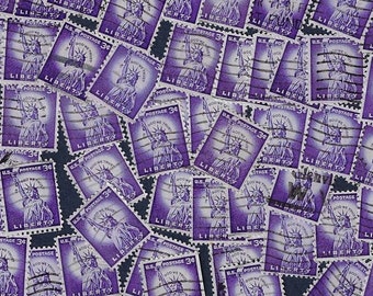 50 Statue de la Liberté - Timbres Violets - vintage US - Timbres par Couleur