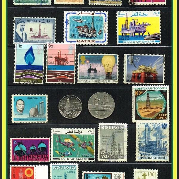 Oil & Gas Collection - Stamps Coins Covers - 54 Items