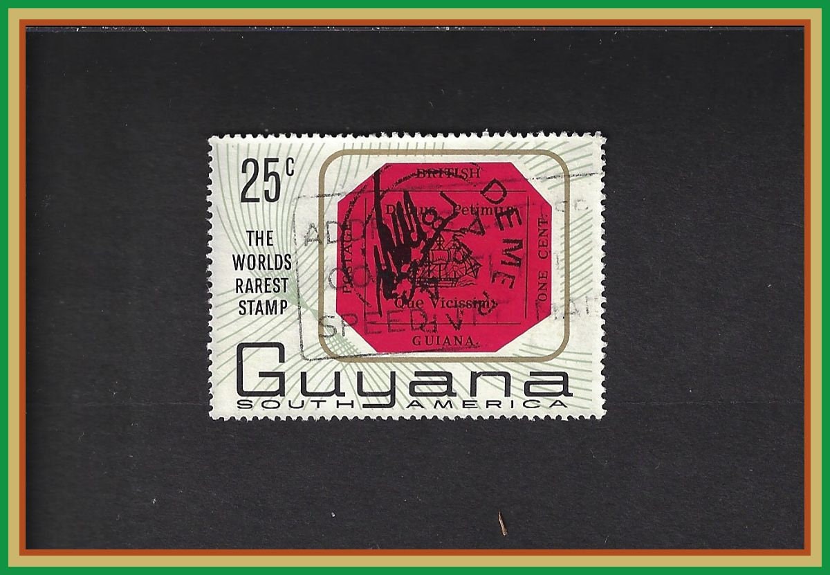 British Guiana 1 Cent Magenta Guyana Issue honoring Etsy