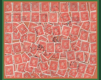 100 Orange  Vintage King George Stamps - Stamp Art - Stamps By Color - 1951 - Canada