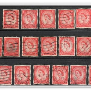 20 Queen Elizabeth II - Vintage Great Britain - 1952 - Red Stamps - Stamps By Color - Stamp Crafts