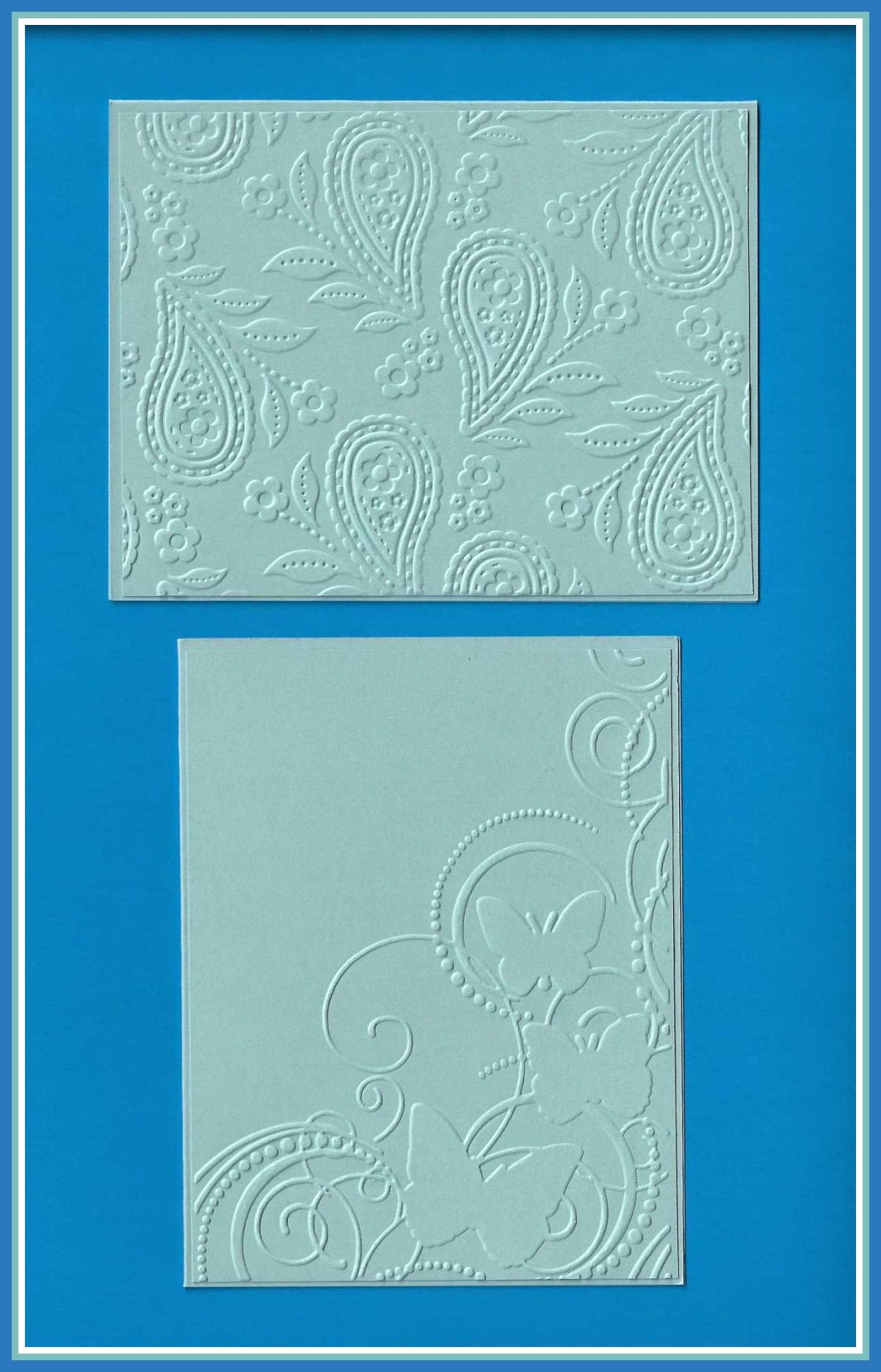 Set of Six Embossed Notecards - Aqua - Etsy
