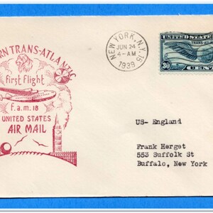 US  Northern Trans-Atlantic Flight Cover - 1939