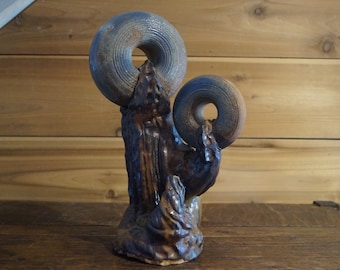 Vintage Abstract Modernist Brutalist Pottery Sculpture