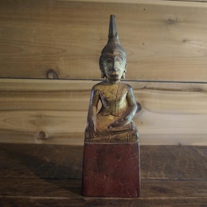 Antique Gilded Wood Burmese Buddha Statue