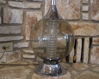 1960s Chrome and Smoked Glass Table Lamp