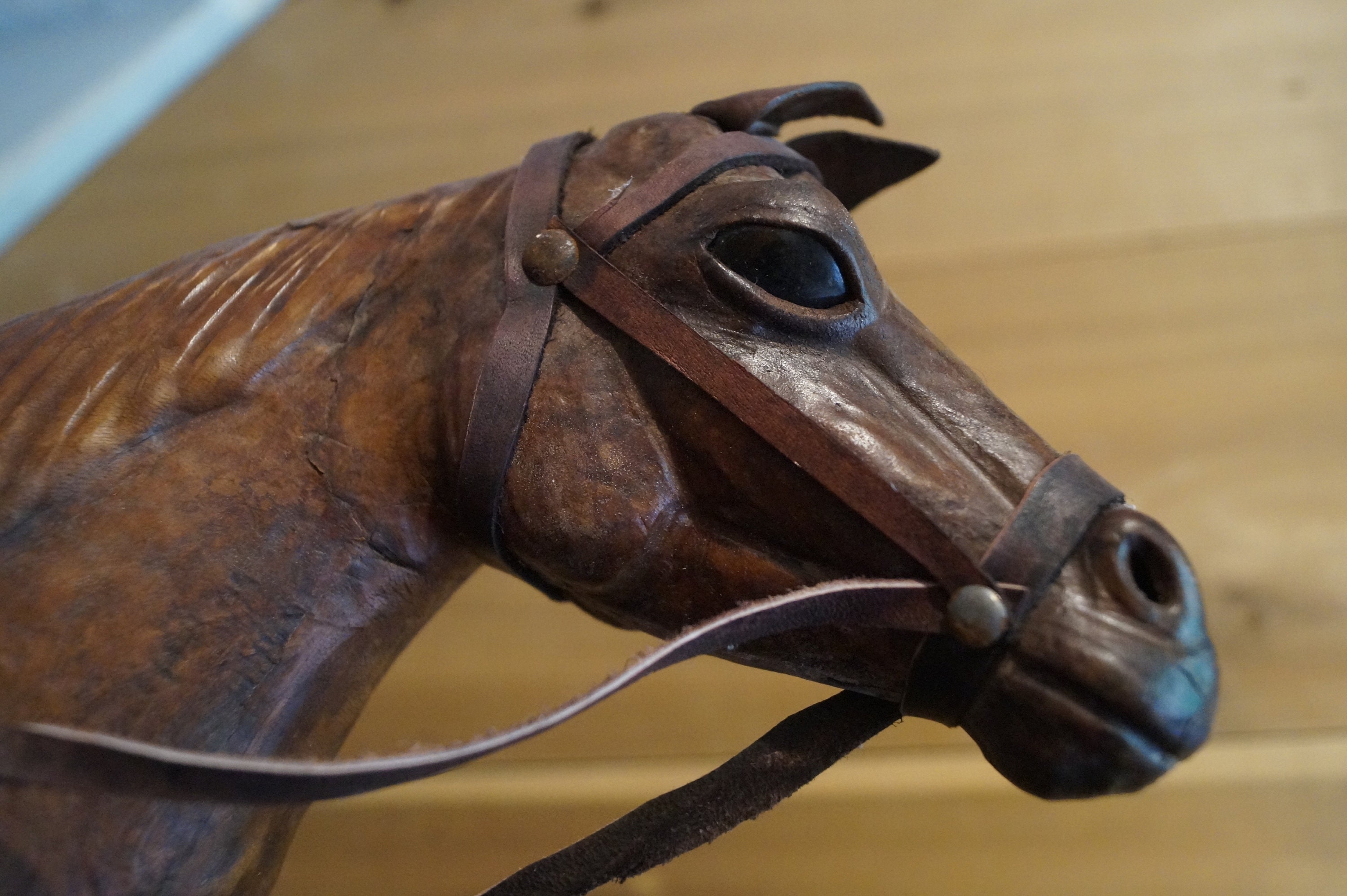 Large Mid Century Leather Horse Vintage Leather Horse Etsy