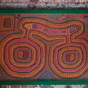 Colorful Framed Vintage Panamanian Mola Art