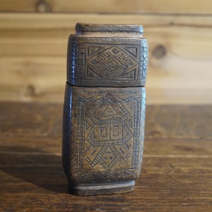 Tribal Carved Wood Betel Nut Box
