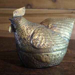 Antique Brass Cambodian Rooster Betel Nut Box