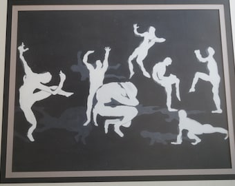 1970s Original Shadow Play Movement Study Dance Painting