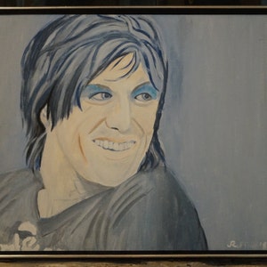 Original Vintage Iggy Pop Painting, Rock Icon Iggy and the Stooges Art