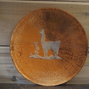 Vintage Peruvian Hammered Metal Llama Wall Art