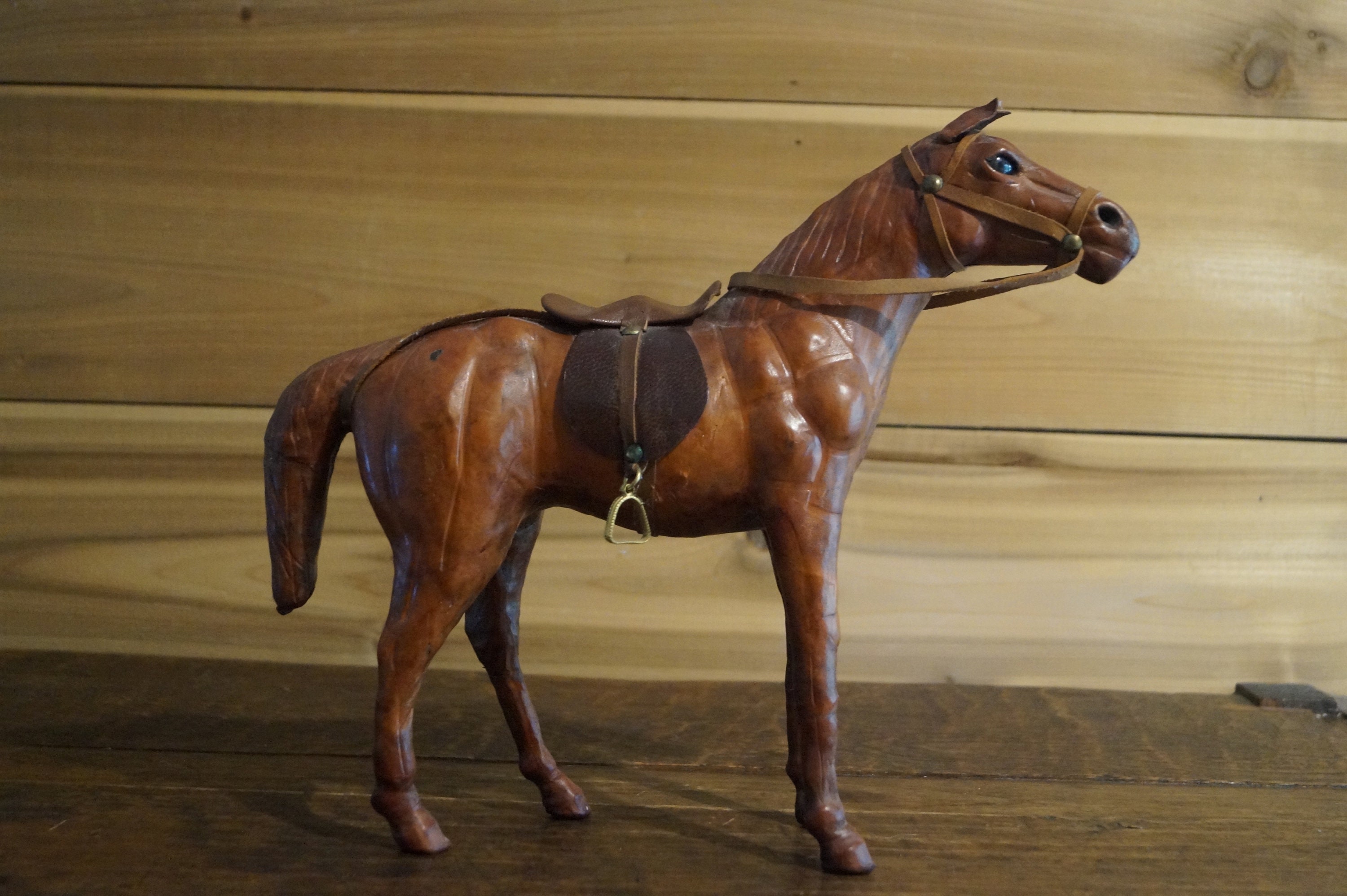 Mid Century Leather Horse Vintage Leather Horse Etsy