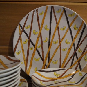 Ernestine Salerno 1960s Butterfly Dishes Set / Vintage Ernestine Salerno Italian Plates Cups Platter