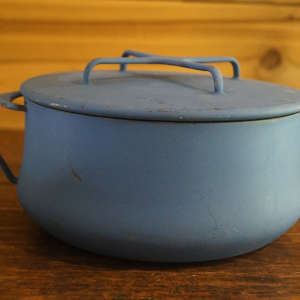 Dansk Mid-Century Modern Powder Coat Blue Enamel Dutch Oven Sauce Pot France