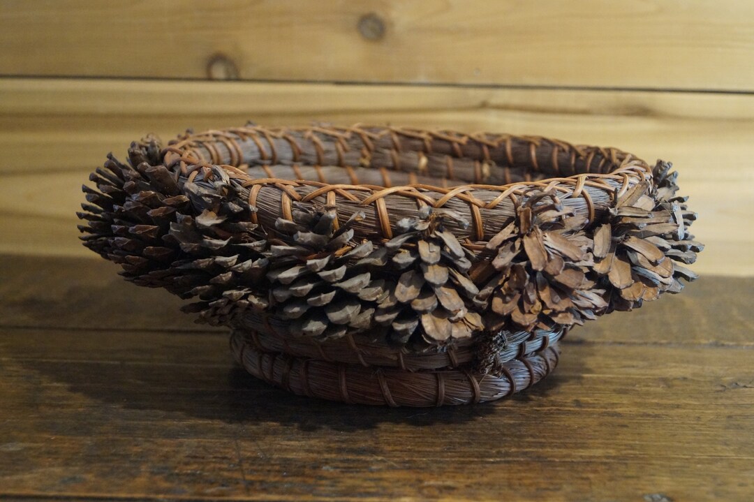 Native American Pine Needle Basket Vintage Indian Basket Etsy