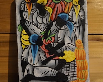 Amazing Vintage Haitian Painting Signed Pierre , Haiti Hand