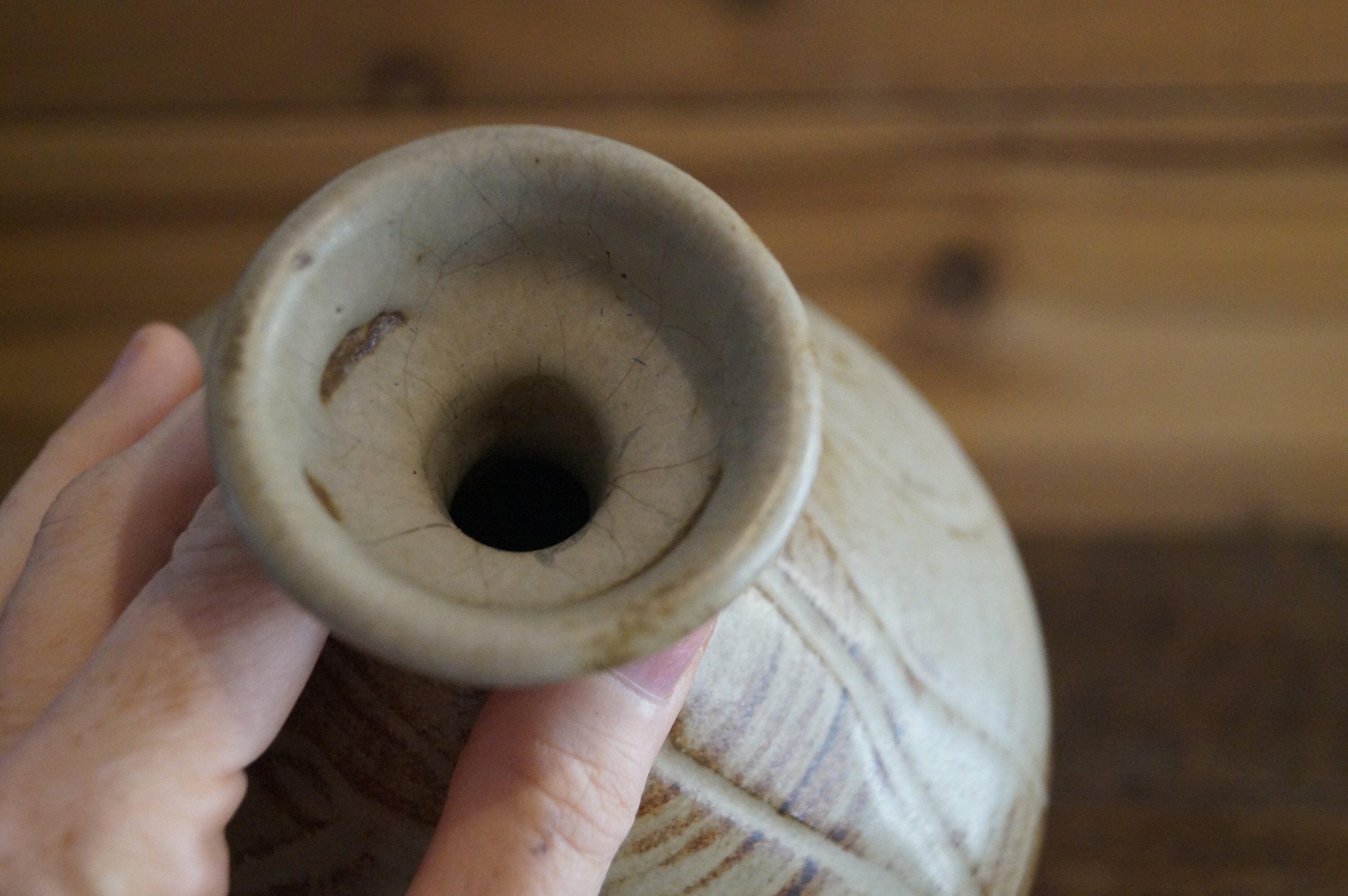 1960s Carved Glazed Pottery Vase, 1960s Mid Century Studio Pottery Vase ...