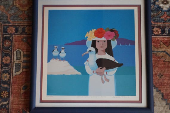 Hawaiian Artist Rosalie Prussing Signed and Numbered Wahine With