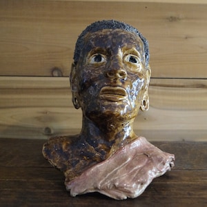African Man Studio Pottery Sculpture