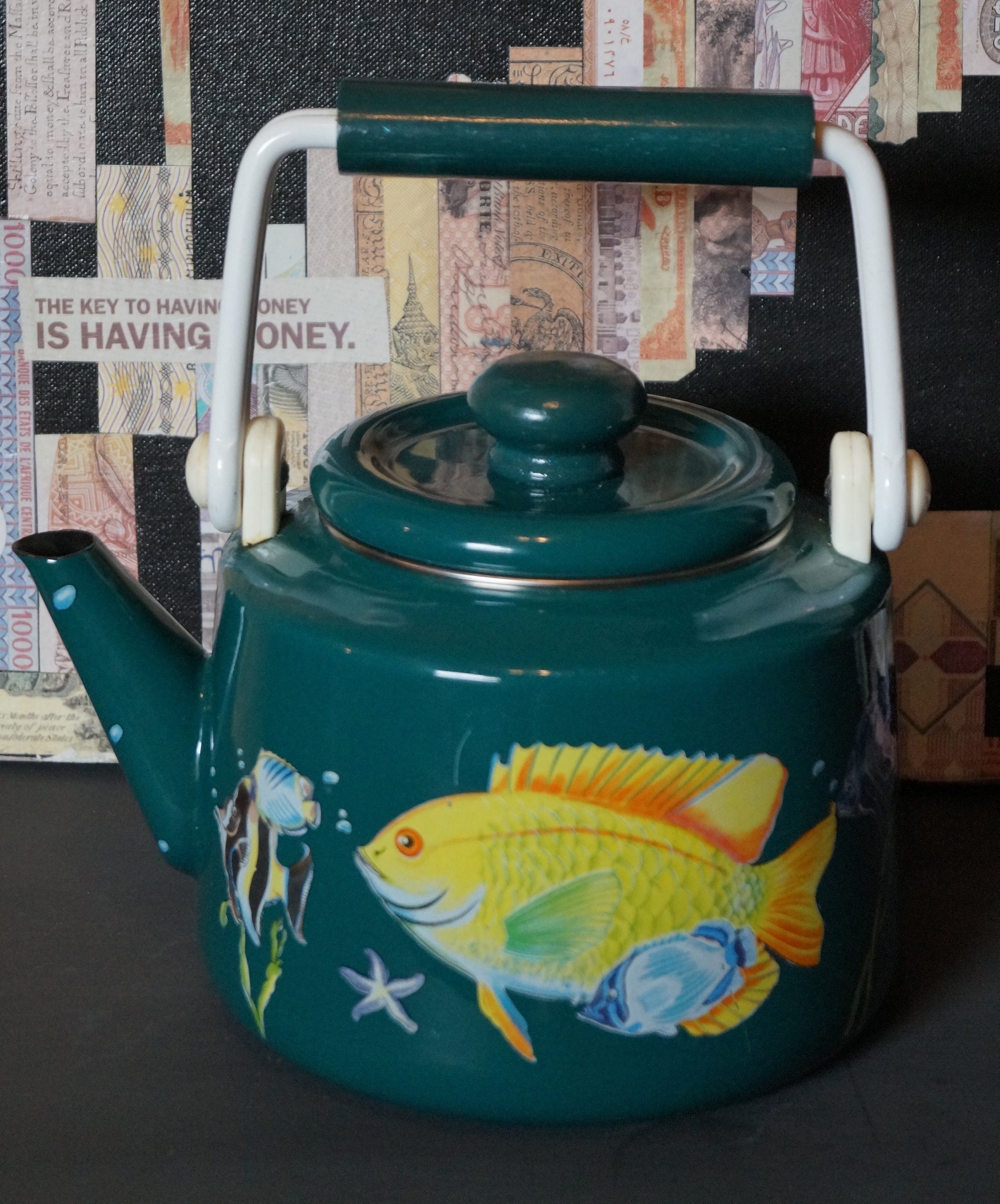 vintage tea kettle fish tea kettle vintage tea pot fish tea Etsy