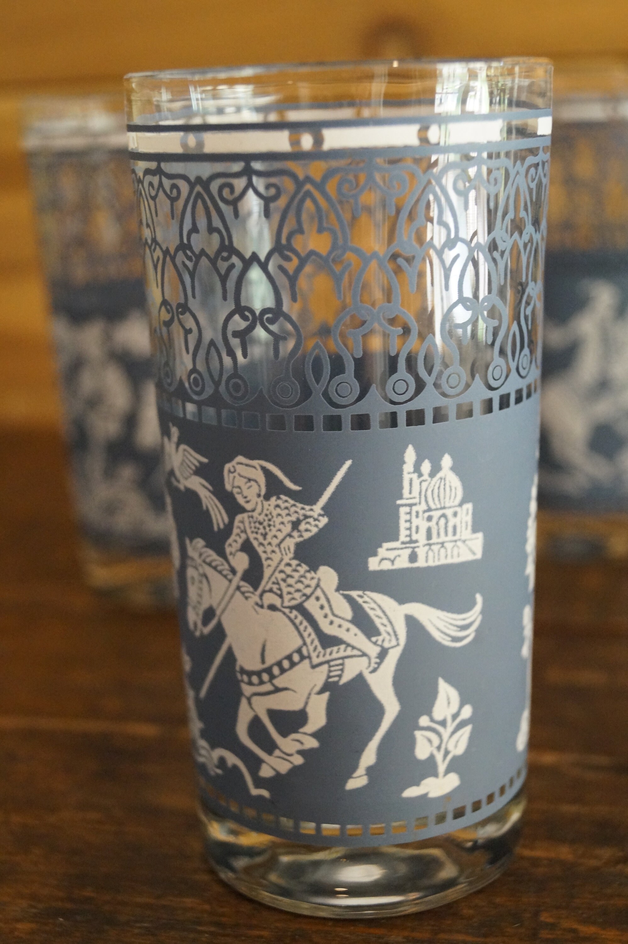 Mid Century Arabian Knight Jasperware Glasses Vintage Barware Etsy