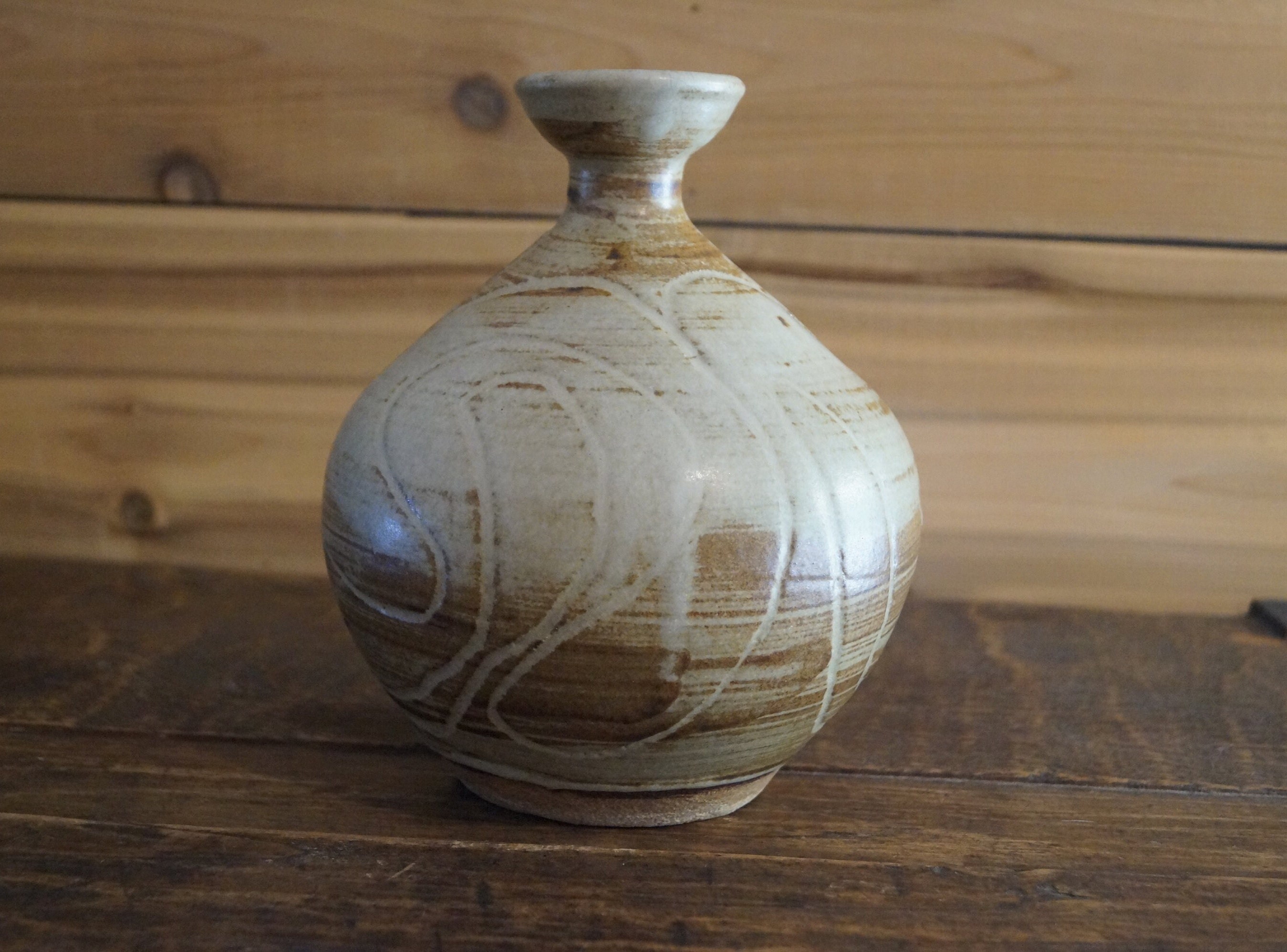 1960s Carved Glazed Pottery Vase, 1960s Mid Century Studio Pottery Vase ...