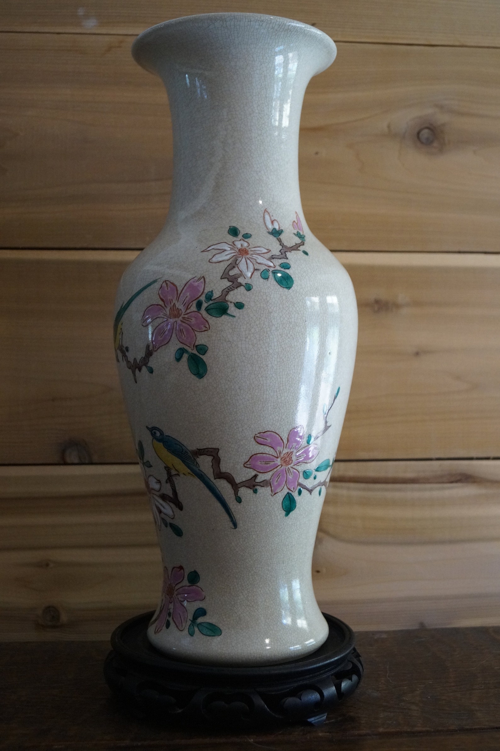 Large Japanese Vase Cherry Blossom Vase Japanese Bird Vase Etsy