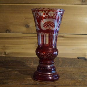 1920s Egermann Ruby Czech Glass Bohemian Crystal Vase