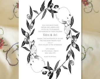 Olives and Pomegranates Wreathe Invitation