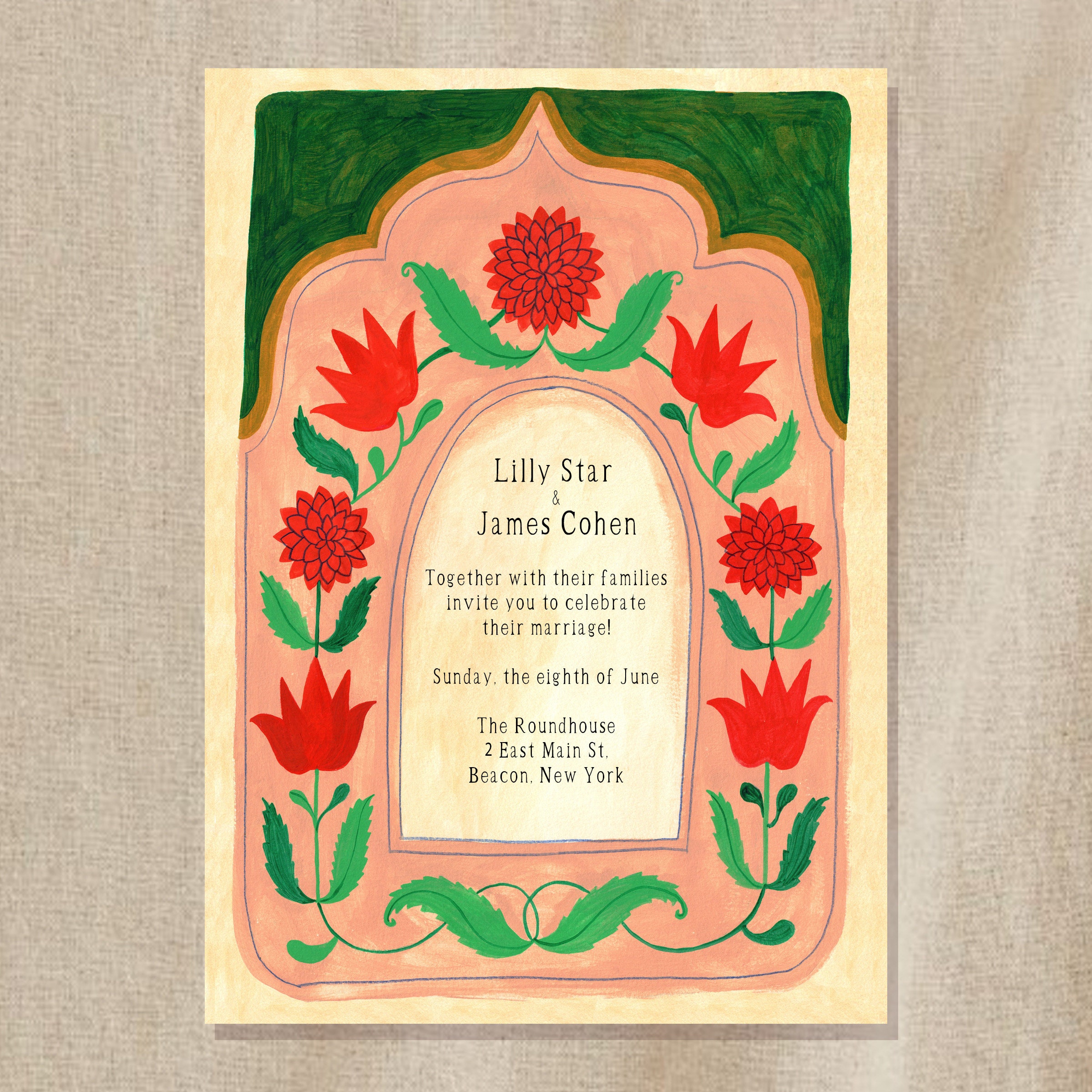 Red Flowers Invitation