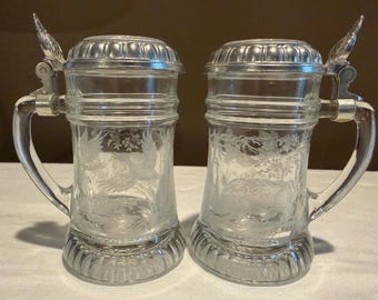 Vintage BMF Schnapskrugerl miniature German glass steins