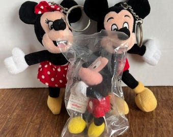 VTG Disney Mickey and Minnie Mouse Keychains lot of 3
