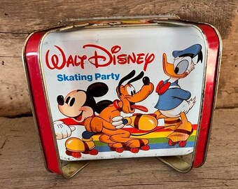 Vintage Mickey Mouse Skating Party Tin - Etsy