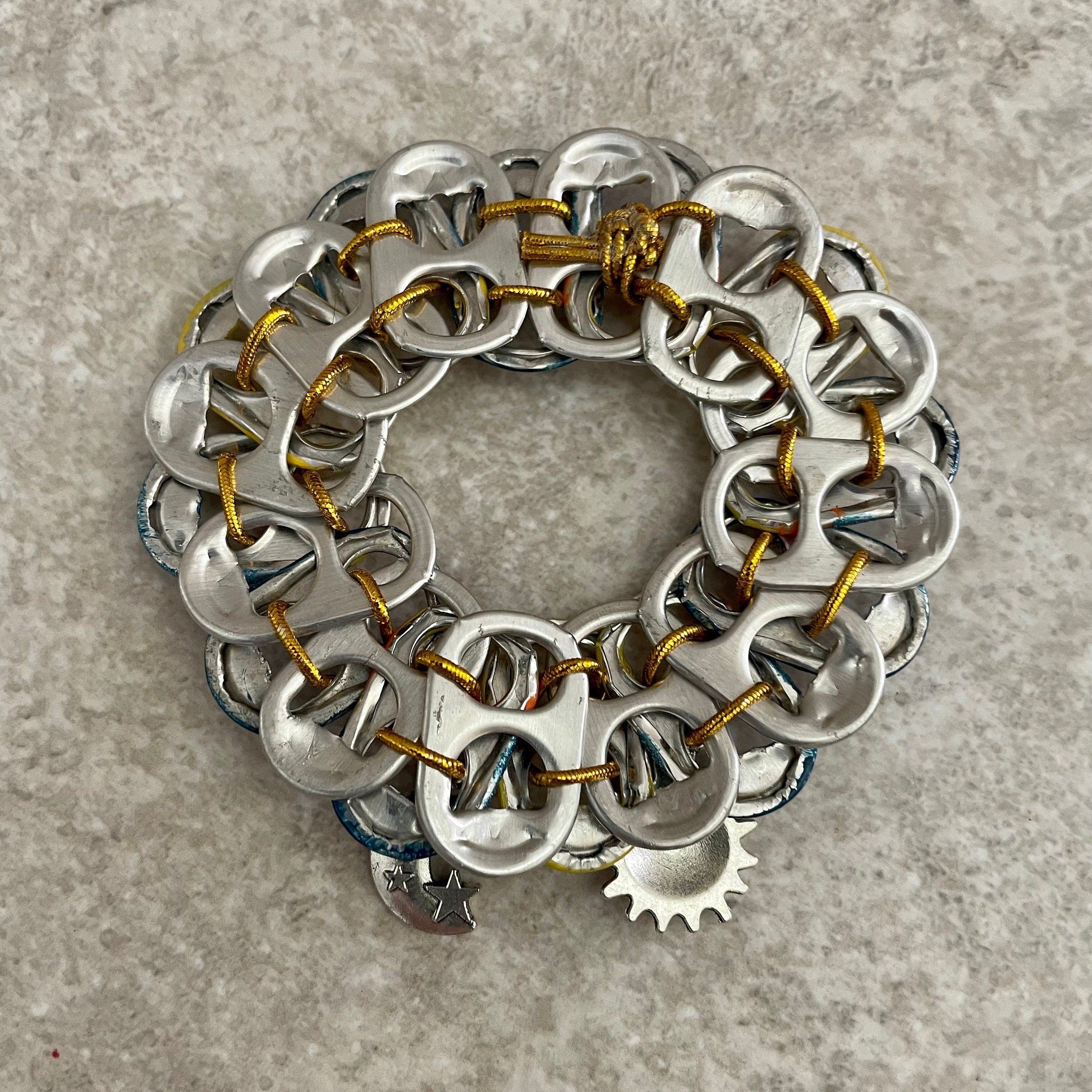 Moon and Sun Soda Pop Tab Bracelet: Upcycled, Celestial Jewelry