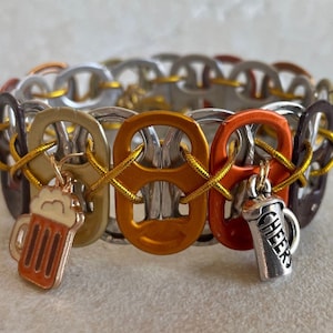 Beer Tab Bracelet - soda pop tabs, beer themed, brew pub, craft brew, novelty jewelry, pilsner, lager, stout, bartender gift