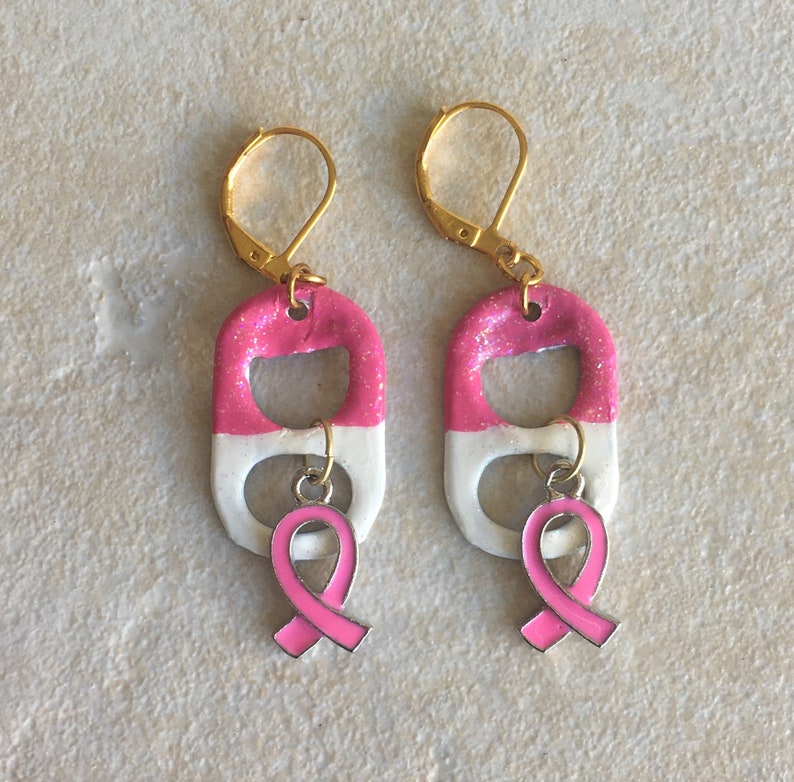 Pink and White soda can tab bracelet Breast Cancer | Etsy