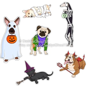 Monster Mash Sticker Pack! Full Set of Dogs in Halloween Costume Stickers