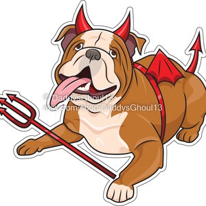 Hell Hound - Bulldog anglais dans Devil Halloween Costume Sticker