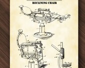 Reclining Salon Chair Patent Print, Barber Chair Poster, Hair Stylist Art, Hair Salon Decor, Beauty Parlor Wall Art, Stylist Gift P523