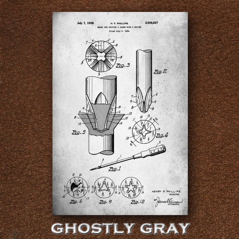 1934 Phillips Screwdriver Patent Print Screwdriver Poster Etsy