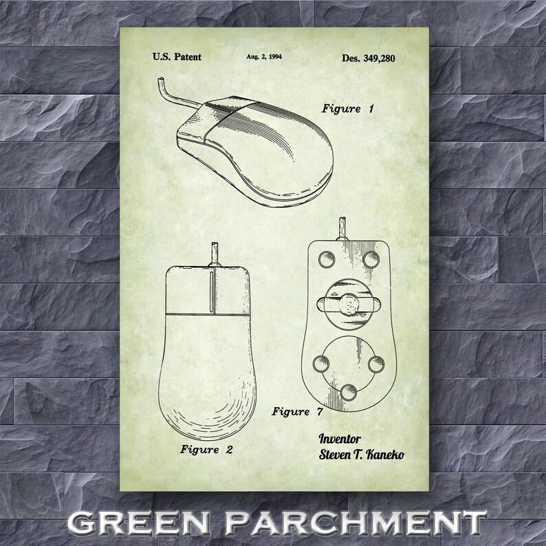Computer Mouse Patent Print Microsoft Mouse Poster Computer Etsy