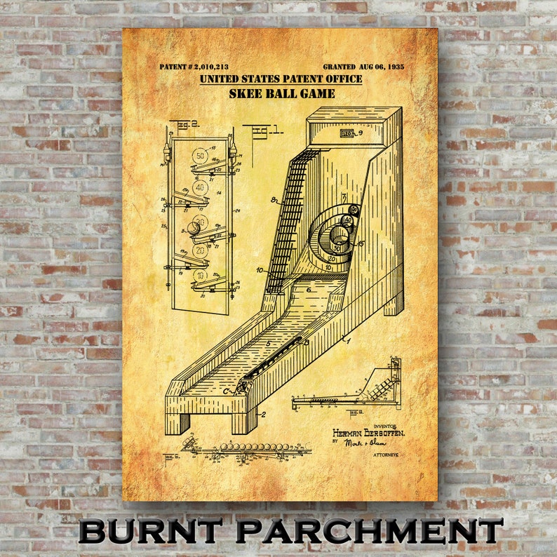 Skee Ball Patent Print Skee Ball Poster Arcade Game Room Etsy