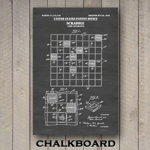 Scrabble Patent Print Scrabble Poster Game Room Decor Board - Etsy