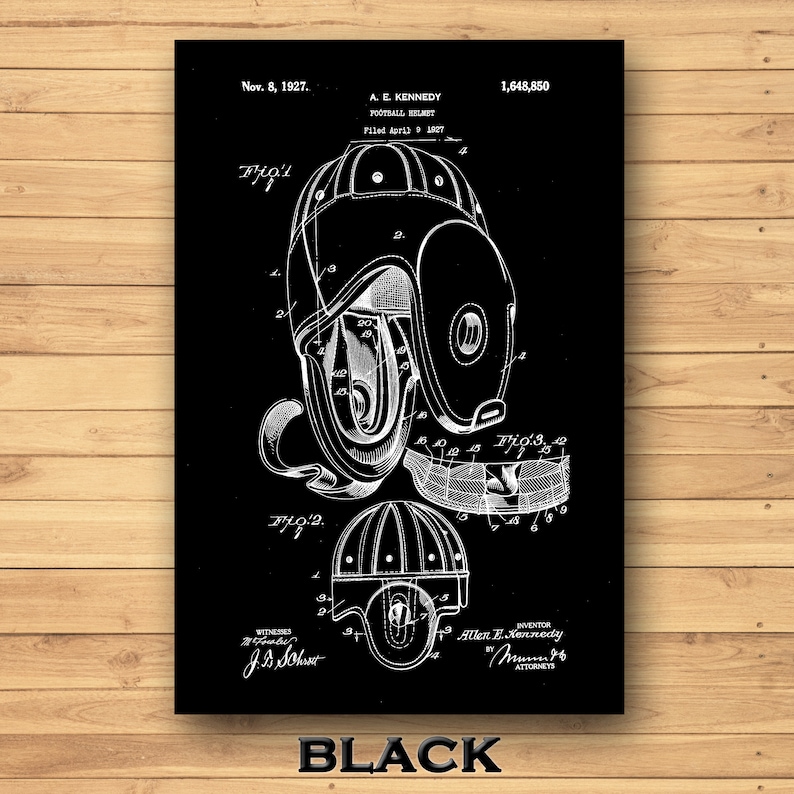 1927 Football Helmet Patent Print Art Drawing Poster 18X24