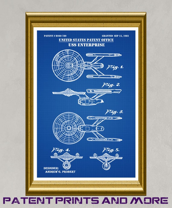 Uss Enterprise Patent Print Star Trek Poster Ncc 1701 Starship Star Trek Decor Trekkie Gift Trekker Art Toy Spaceship P591