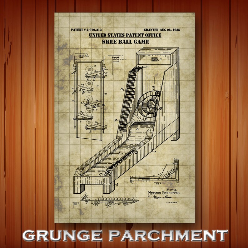 Skee Ball Patent Print Skee Ball Poster Arcade Game Room Etsy