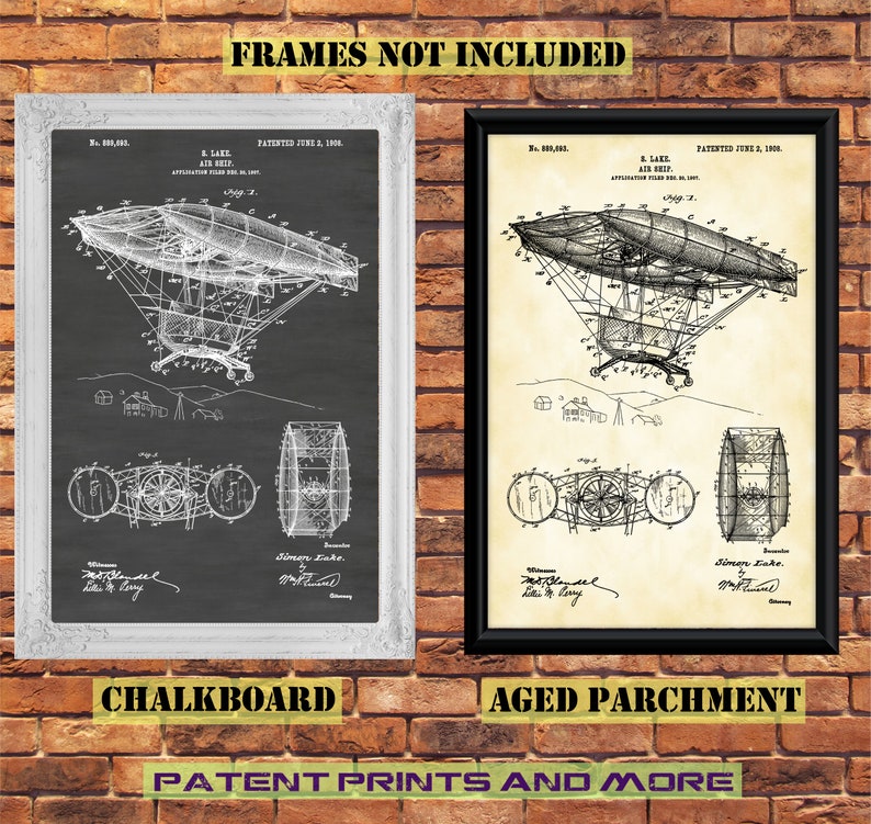 Airship Patent Print Steampunk Airship Poster Air Ship Art | Etsy